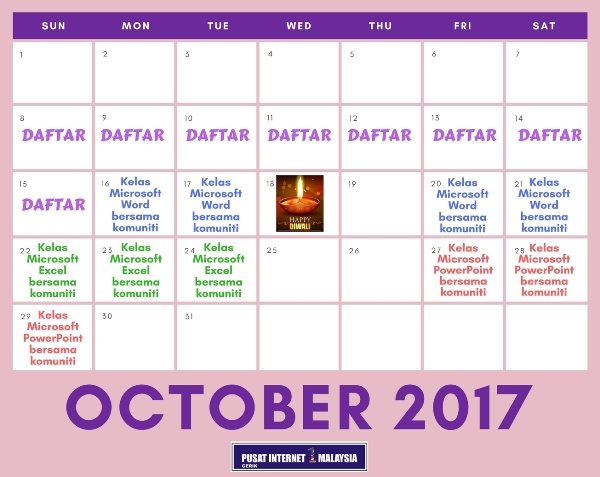 Jadual Aktiviti Oktober 2017