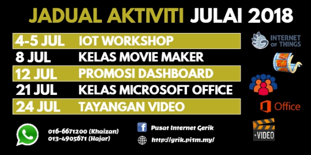 Jadual Aktiviti Julai 2018